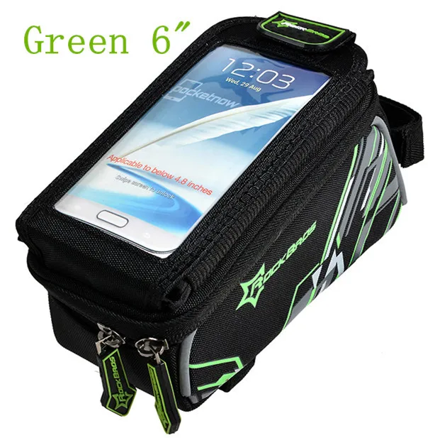 Green M ROCKBROS Мешок велосипедная передняя Сумка велосипед телефона Велосипедные аксессуары Сумка для велосипеда на руль Водонепроницаемая велосумка 3 цвета - Цвет: Green M