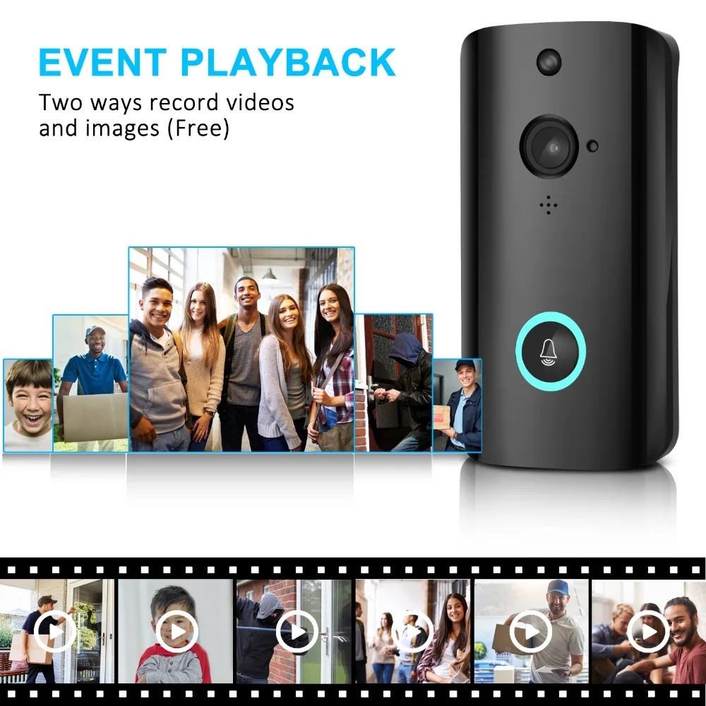 166 Degree Wide Angle 720P Wireless Wifi Doorbell Video Door Phone | Безопасность и защита