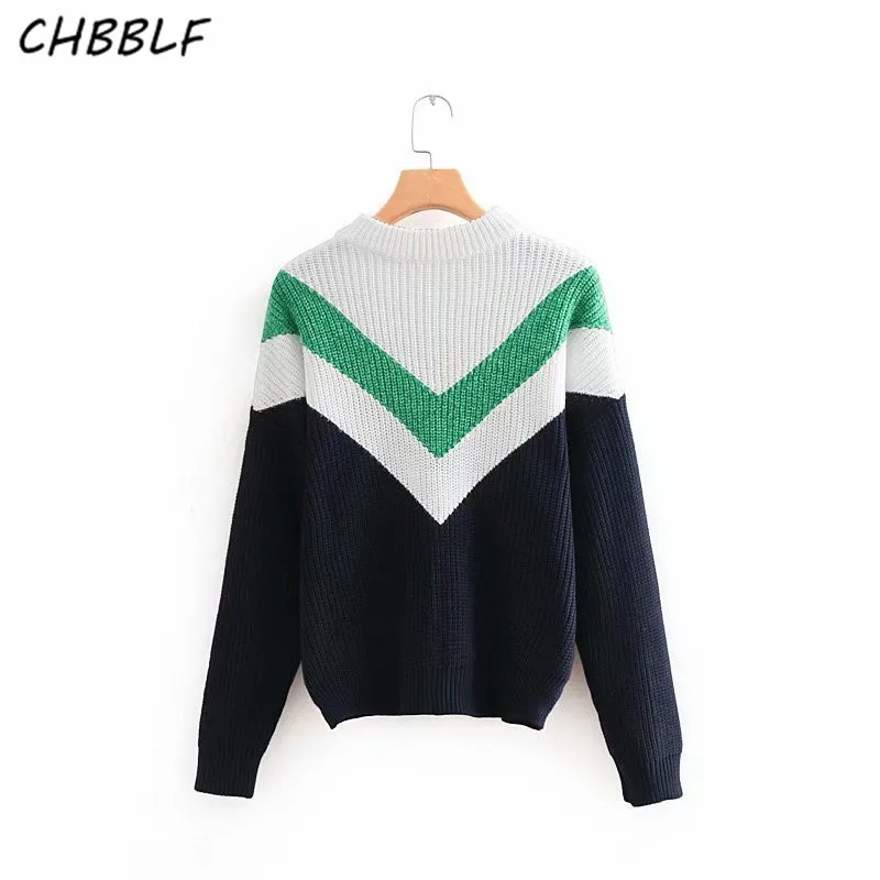 CHBBLF women elegant loose striped sweater long sleeve autumn pullovers female casual chic tops O8817 | Женская одежда