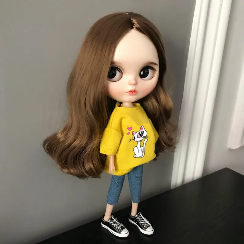 Tshirt jean G 2 шт./компл. Blyth кукольные одежда комплект детской одежды, футболка+ джинсы, комплект для 1/6 куклы, Blyth Одежда Аксессуары для куклы Pullip Озон ob24 ob27 наряды - Color: Tshirt jean G
