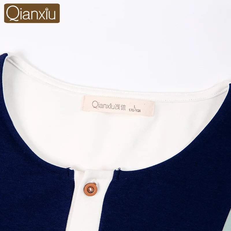 Qianxiu Pijama хомбре мужчины Kintted модальные хлопок марка одежды Большой размер пижамы