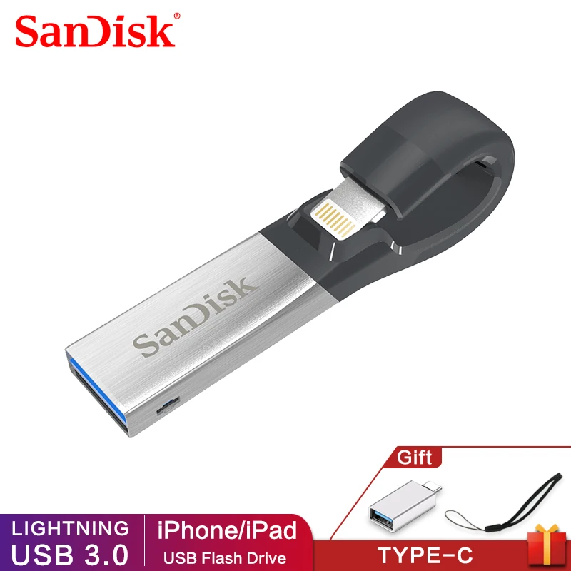 USB флеш накопитель SanDisk iXPand U OTG разъем Lightning 3 0 16 ГБ 32 64 128 MFi для iPhone и iPad SDIX30N| |
