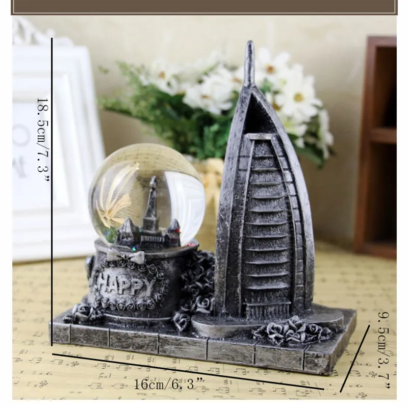 Хрустальный шар Европейский Burj Al Arab Crafts украшение для дома ветряная мельница