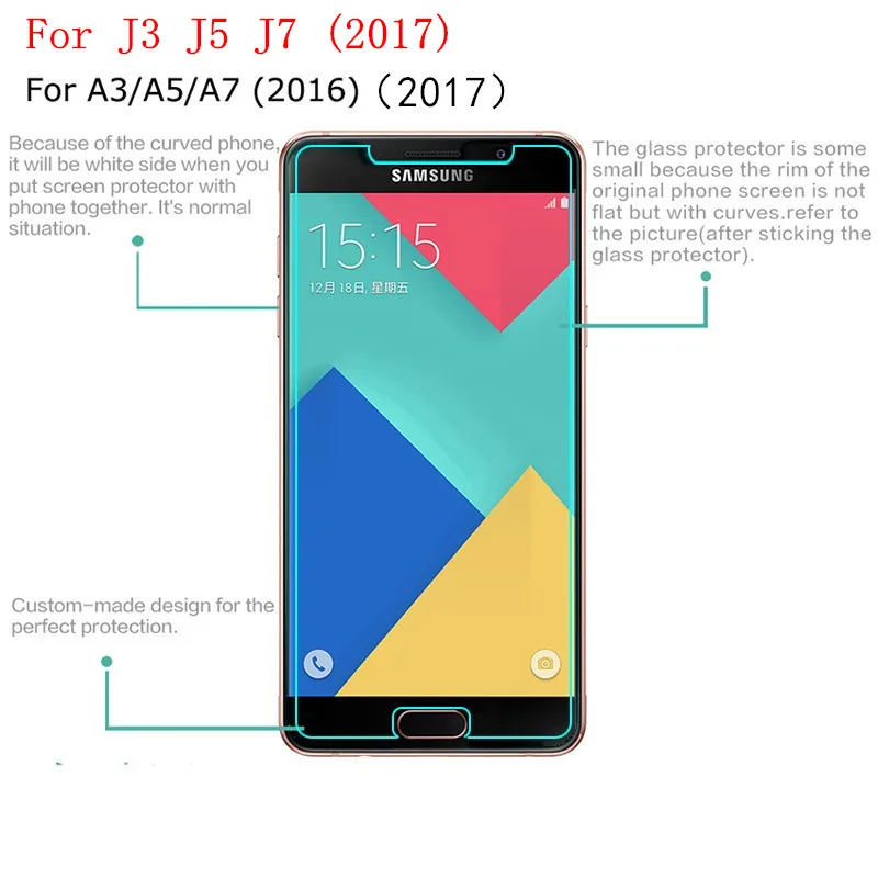 Tempered Glass For Samsung Galaxy S3 S4 S5 S6 S7 A3 A5 A7 J1 J2 J3 J5 J7 2016 2017 Note 2 3 4 5 C5 C7 Pro Screen Protector Case |