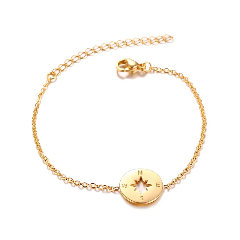 Золотой браслет с компасом Femme BFF ювелирные изделия для путешествий Pulseras Mujer
