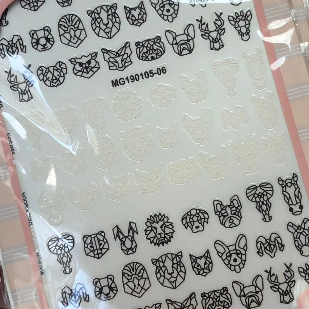 1 лист, оригами, животные, стикеры 3D на ногти Nail Art, складные наклейки для ногтей, львы, флексагон, клейкие наклейки, аксессуары для ногтей
