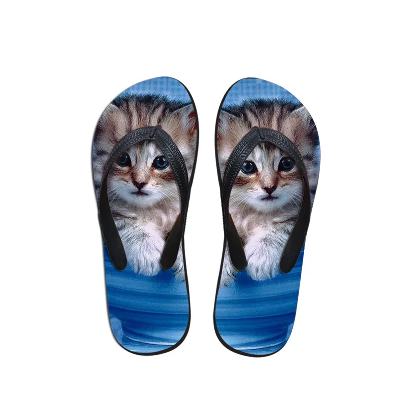 FORUDESIGNS/женские Вьетнамки с изображением кошки и собаки летние шлепанцы женская