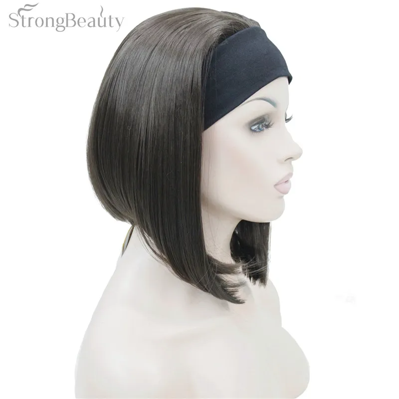 StrongBeauty половина женские 3/4 парик с оголовьем прямые синтетические монолитные волосы женские парики 10 цветов - Цвет: 6