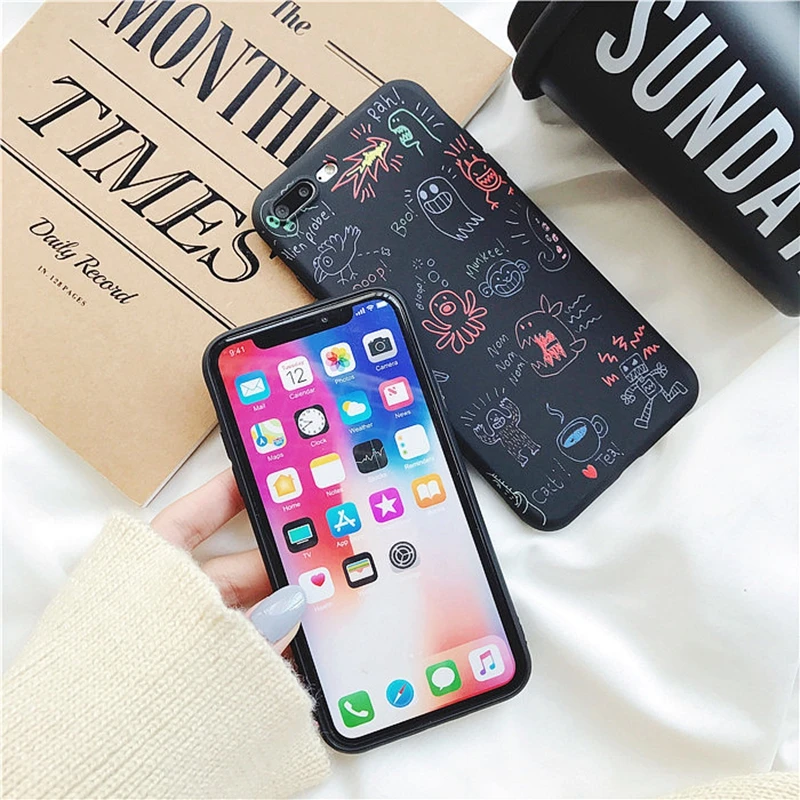HOCAYU Оптовая Продажа Черный силиконовый мягкий телефонный чехол для Iphone X 6 6s 6plus 7