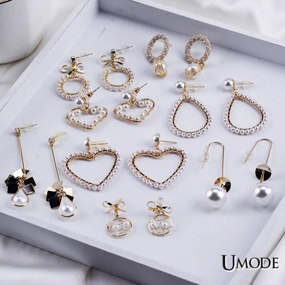 UMODE модные жемчужные серьги в виде капель для Для женщин Висячие, в стиле бохо Длинные Висячие Серьги геометрический кулон ювелирные изделия Свадебная вечеринка для девочек Подарки