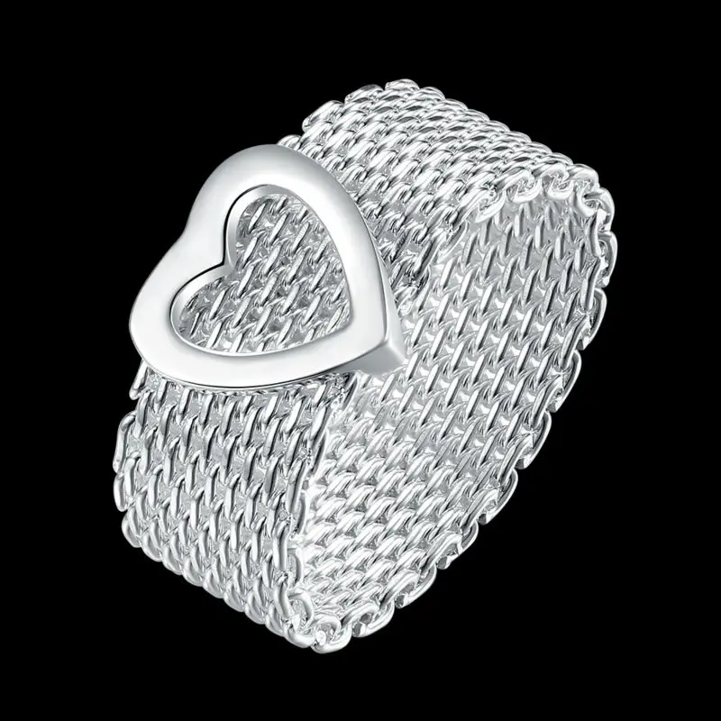 Новый дизайн и благородная Сетка Любовь Сердце Женщины Девочки Картер кольца для