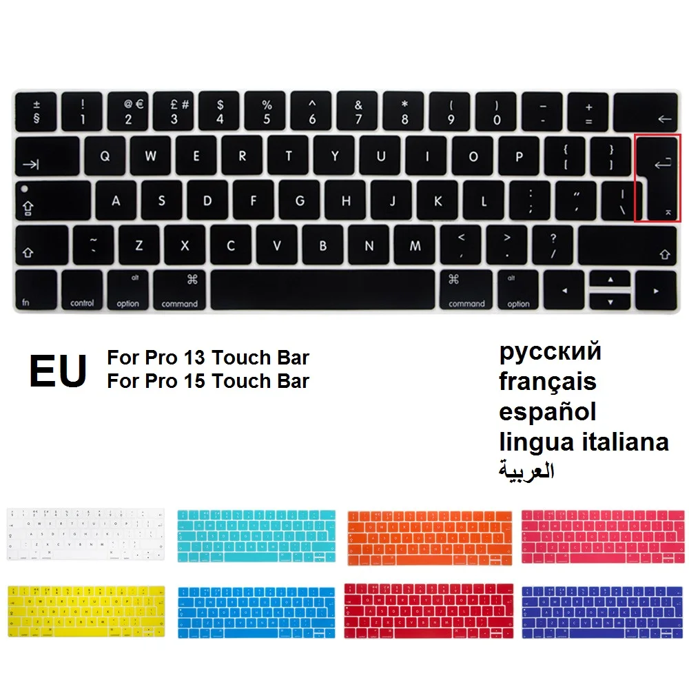 Силиконовый чехол с европейской клавиатурой защитный для MacBook Pro 13 15 дюймов