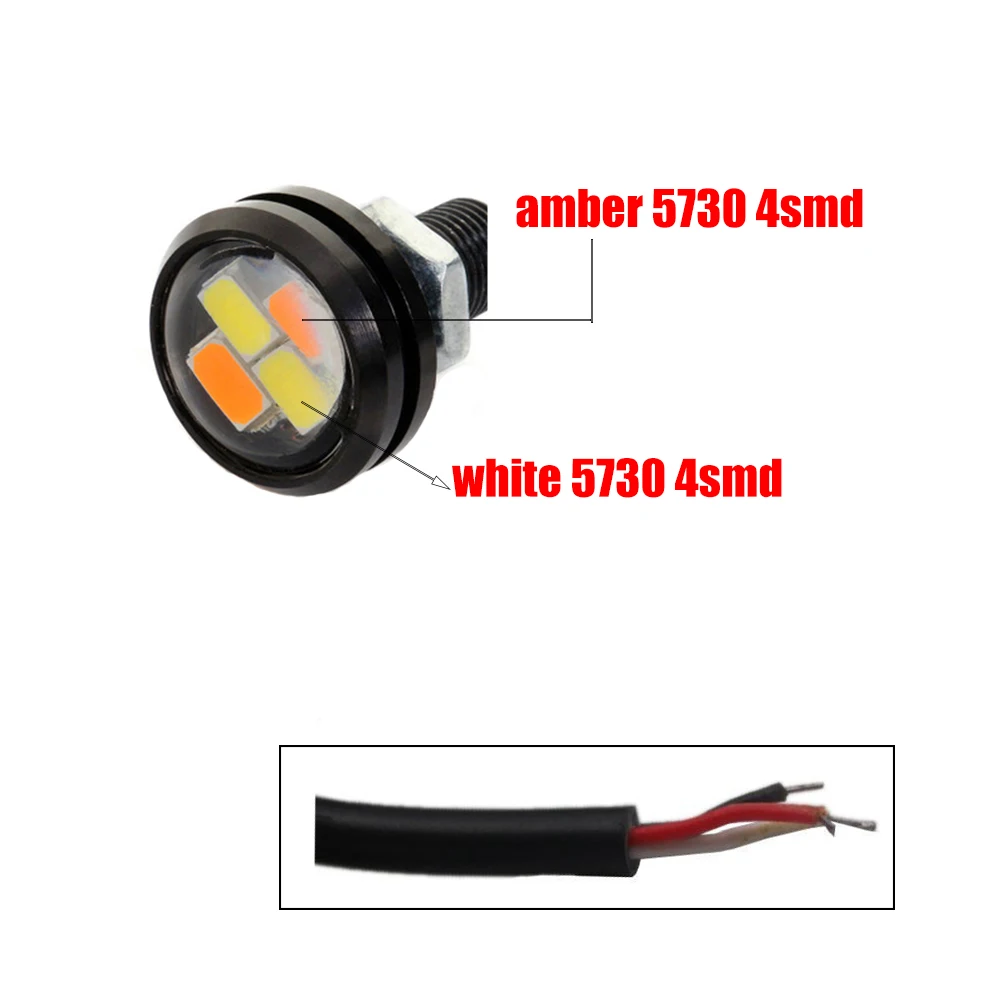 Y 10 шт. DRL 23 мм 5730 4LED модели с пересекающимися краями двухцветная лампа &quotОрлиный