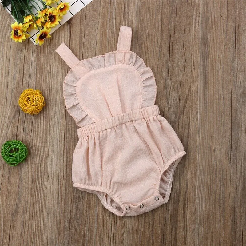 Хлопковый комбинезон для новорожденных девочек Одежда маленьких без рукавов с