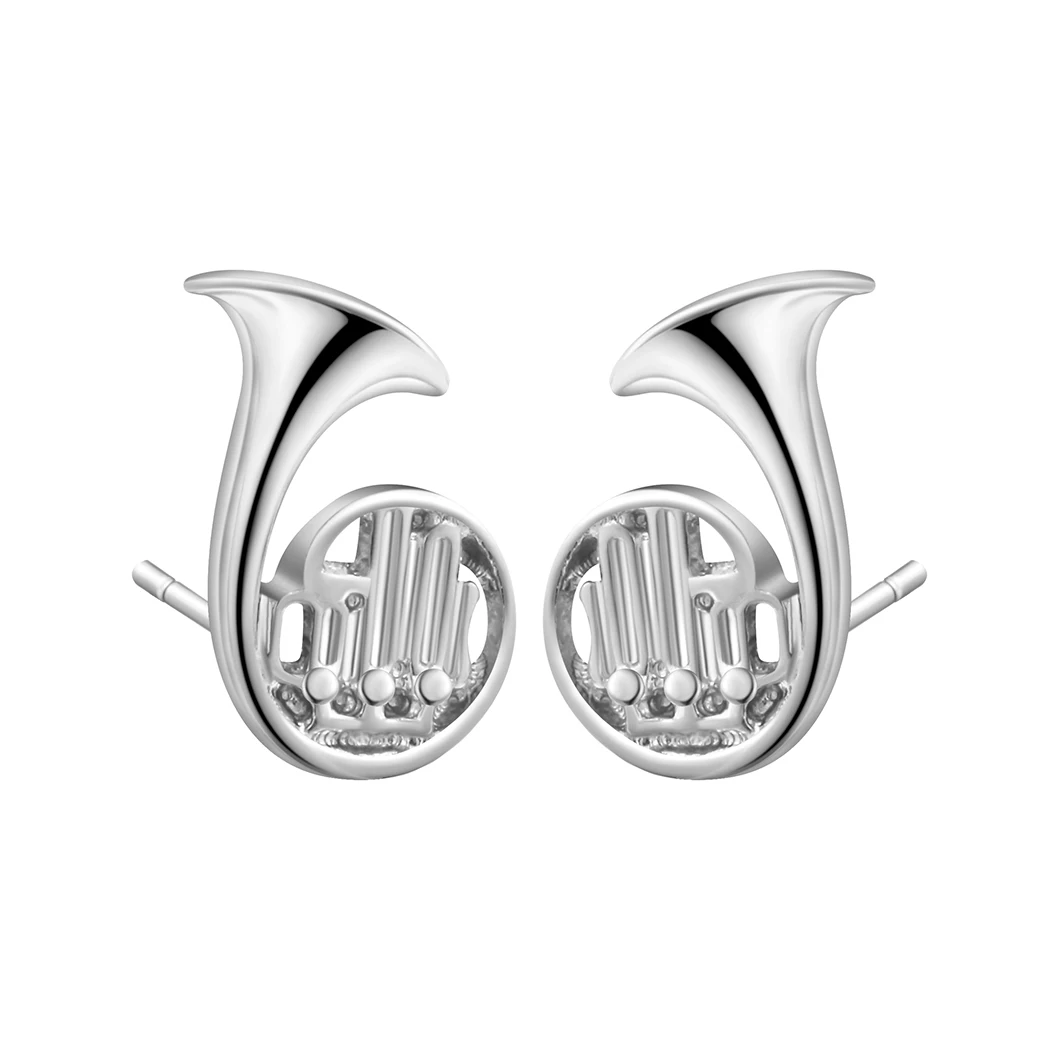 Женские серьги гвоздики с французским Рогом аксессуары для любителей музыки