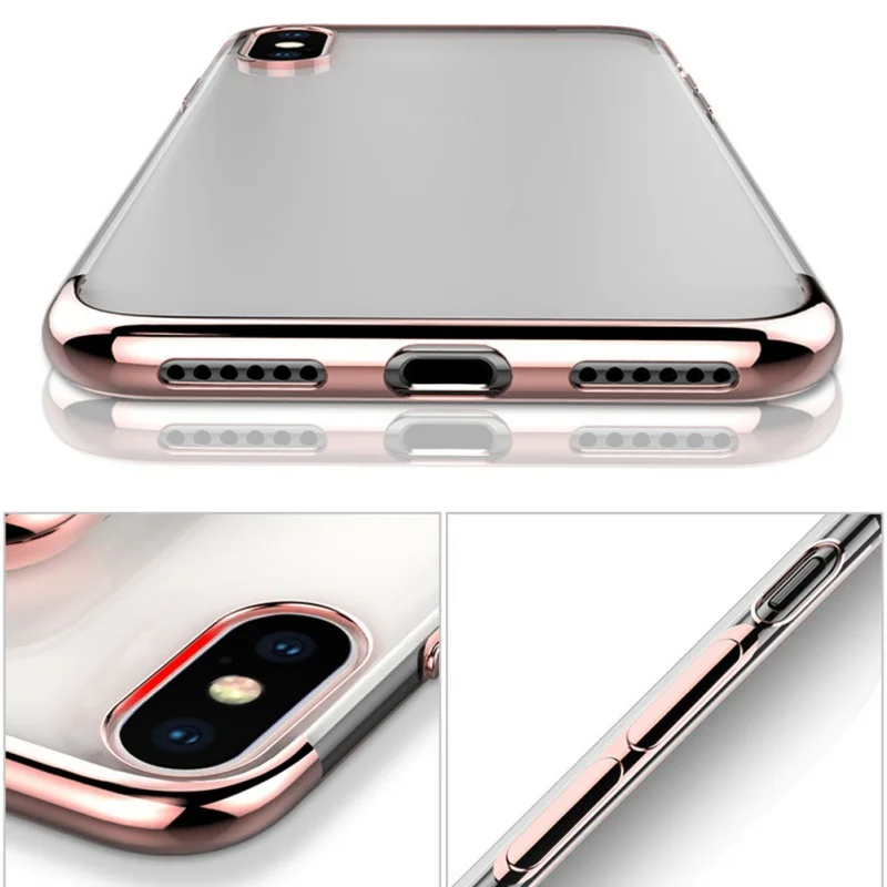 Для iPhone X Case роскошный цветной каймой прозрачный мягкий ТПУ покрытием чехол для