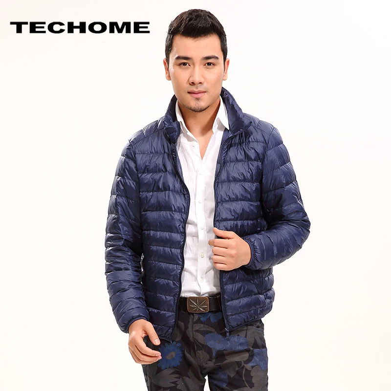 Мужская дышащая куртка на утином пуху однотонная парка размеры до 3XL