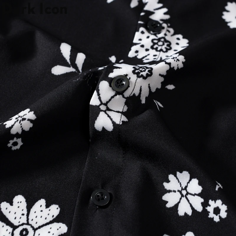 Темно-икона Полная Печать Свободный стиль рубашки 2019 Новая мода Гавайский пляж