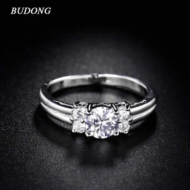 BUDONG 2017 Luxury Big New Brand Wedding Bands Rings for Women Silver Color crystal Eternity Promise Jewelry XUR039 | Украшения и