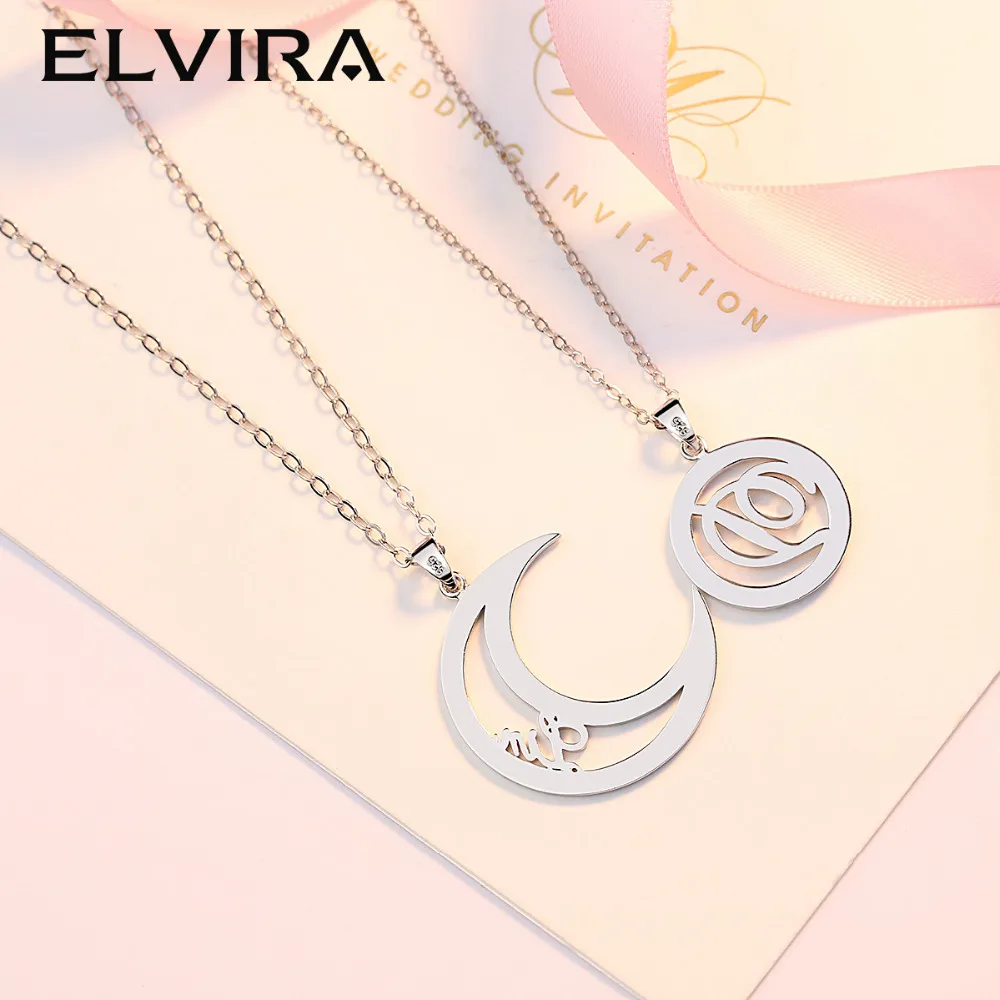 Эльвира полумесяц и Защита от Солнца Кулон вензель Цепочки ожерелья 925 Щепка пары
