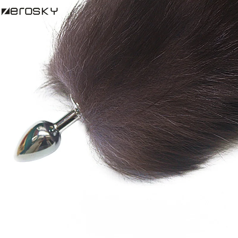 Анальная пробка Zerosky с лисьим хвостом мягкая металлическая Анальный стимулятор