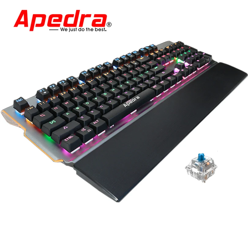Apedra MKX90 104 ключ механическая клавиатура RGB синий переключатель Светодиодная