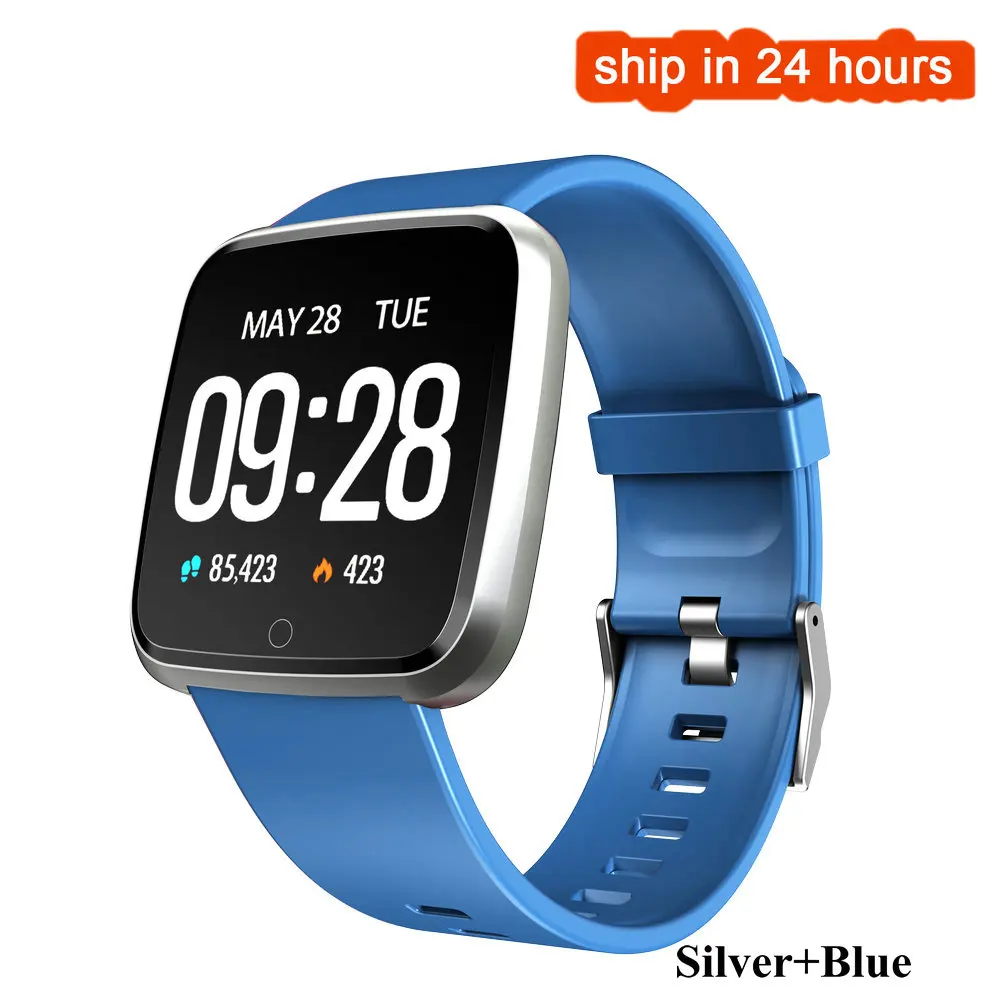 Silver Blue Y7 Смарт-часы IP67 Водонепроницаемый фитнес-трекер монитор сердечного ритма кровяное давление женские мужские часы умные часы для Android IOS - Цвет: Silver Blue