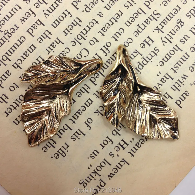 

24Pcs 25*33mm " Banana Leaf " Vintage Gold Color Alloy Jewelry Charms