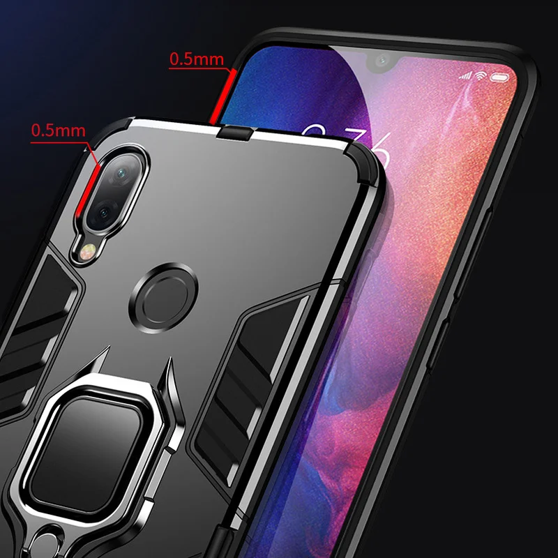For Xiaomi Redmi Note 7 Pro Luxury Magnetic Ring Armor Quakeproof Holder Phone Cover Case 6 5 Fundas | Мобильные телефоны и