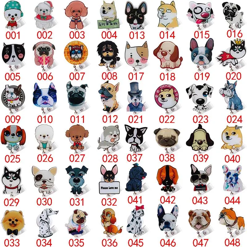 48 шт. из смолы АБС, ручная работа, Пёс из мультфильма значок команды Держатель Выдвижной Держатель для бэйджа подарок для новорожденных красивая катушка для значка жетон охраны - Цвет: 48 mix