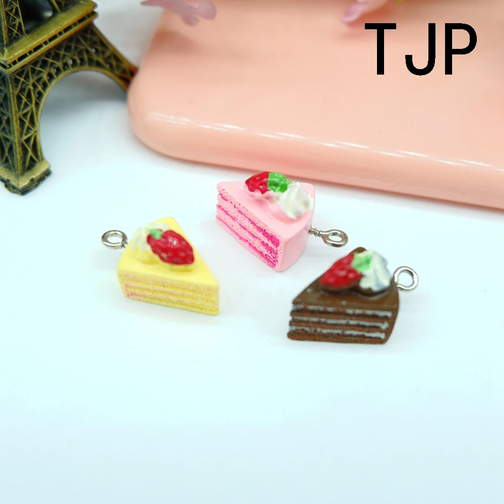 Каваи клубничный торт круассаны амулеты подвески для DIY украшения Браслеты ожерелье серьги брелок ювелирных изделий