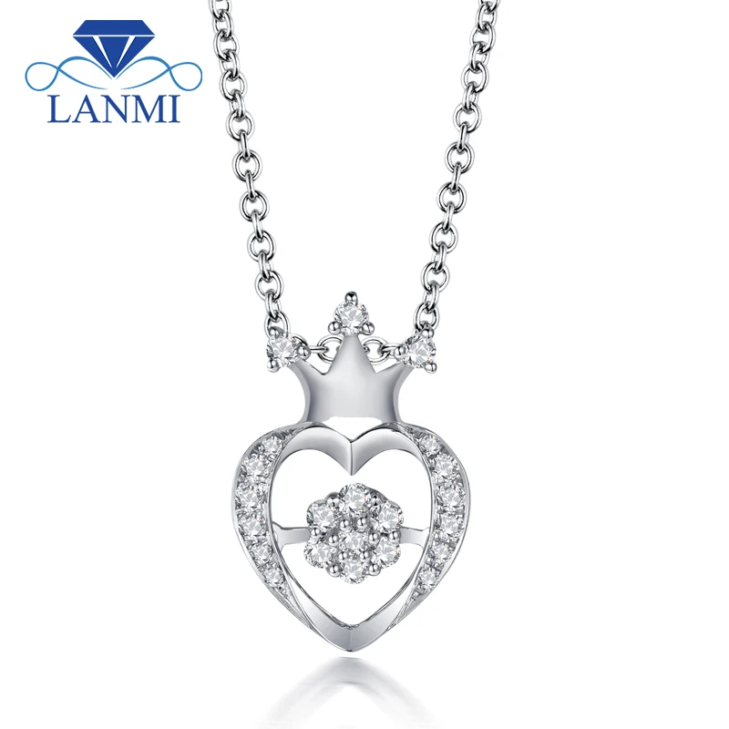 

LANMI New Arrival Elegant Diamond Wedding Pendant Solid 18K White Gold Trendy Women Anniversary Loving Valentine's Day Gift