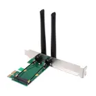 Беспроводная сетевая карта, Wi-Fi Mini PCI-E Express к PCI-E адаптеру, 2 антенны, Внешний ПК