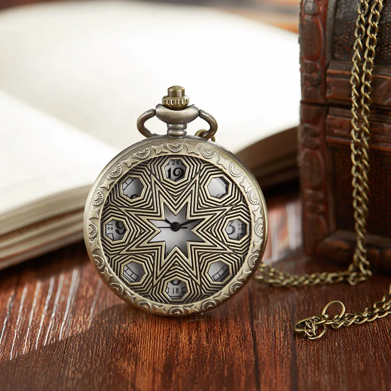 Geometric Patterns Карманные часы Doctor Who conception Fob Звездочка полые часы мужские s Флип бронзовый корпус часы Скелет часы для мужчин и женщин подарок - Цвет: Geometric Patterns