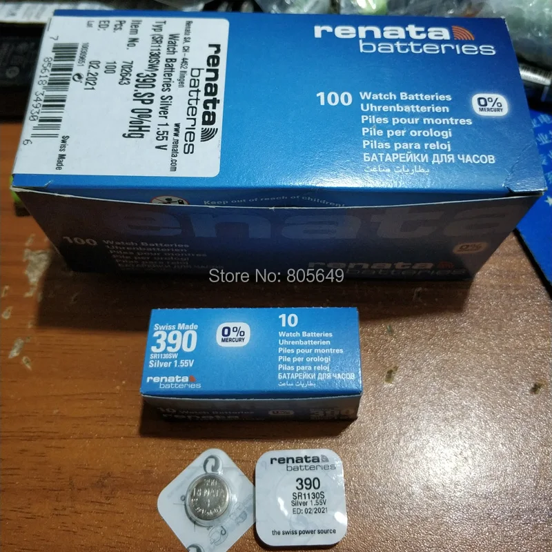 100X часы с оксидом серебра renata 390 SR1130SW 1130 1 55 V 100% оригинальный бренд батарея|watch battery