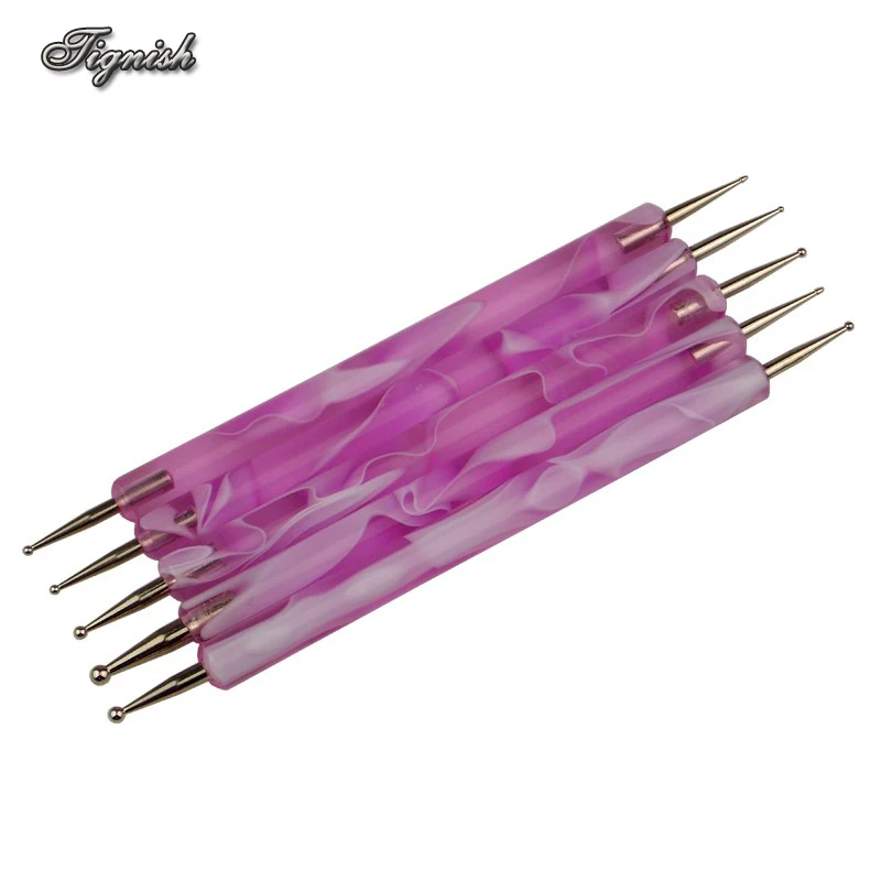 Tignish 5 шт. 2 способа фиолетовый синий для ногтей УФ-Гель-лак ручка очистки живопись