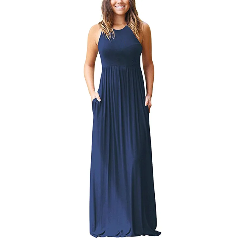 Женское пляжное платье до щиколотки однотонное длинное в стиле бохо модель z0405 на