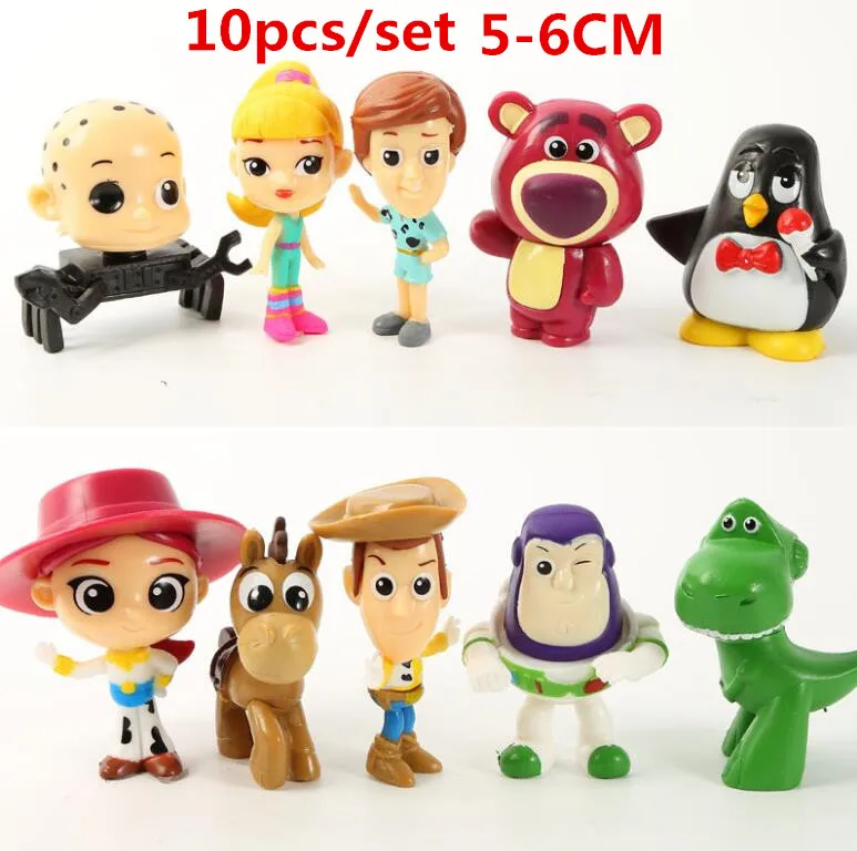 10pcs История игрушек 4 мультяшная фигурка игрушка Вуди Базз Лайтер Джесси форки кукла Фигурка детский подарок - Цвет: 10pcs