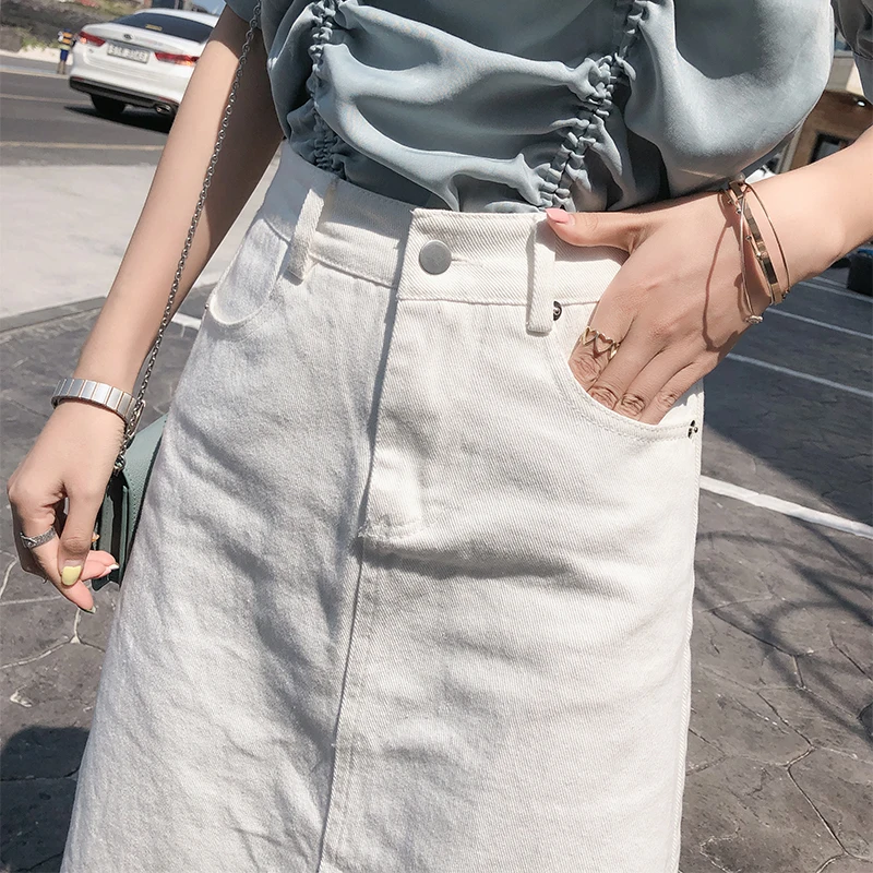 Mishow Летняя джинсовая юбка с завышенной талией Образ на каждый день Новая