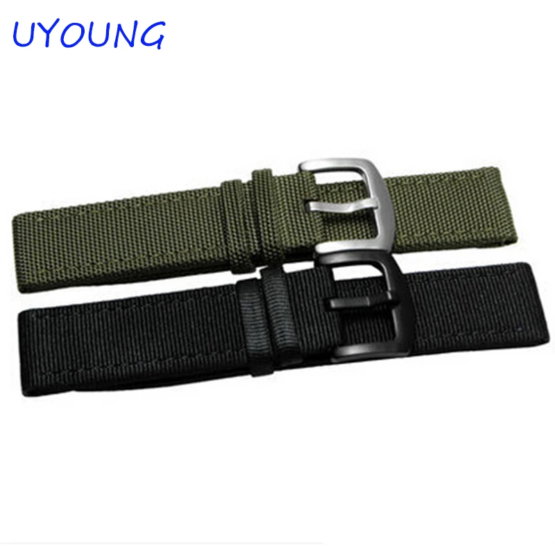 Высококачественный нейлоновый ремешок для часов 22 мм черный/хаки мужские часы