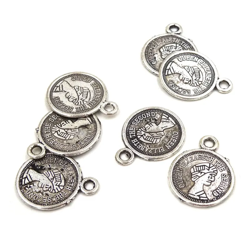 25 шт. подвеска горка королевы елипы круглая монета для браслета Европейское