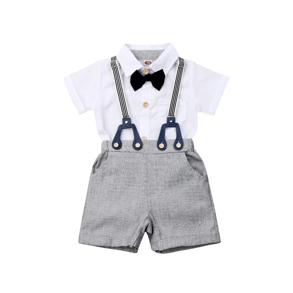 Citgeett Summer Infant Kid Baby Boy Short Sleeve Tops Blouse+Bib Shorts Outfit Overalls Clothes Set |