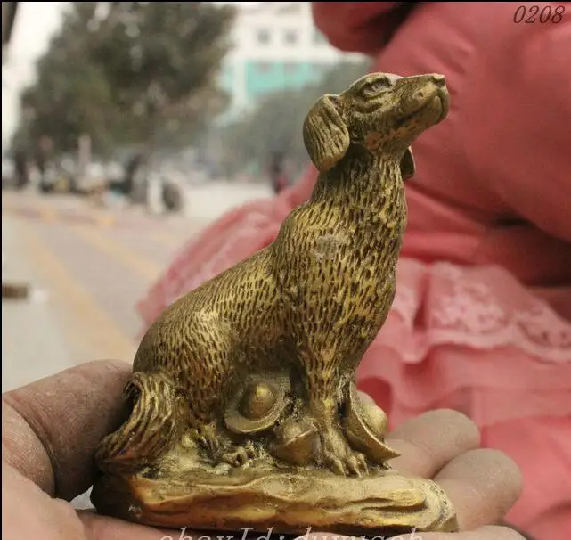 Китайская народная фэншуй латунная статуя зодиака собаки | Дом и сад