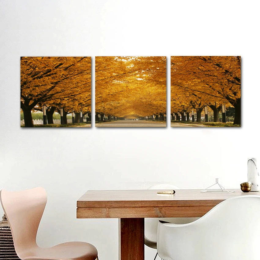Осенние листья желтые Гостиная стены картину холст искусства современной