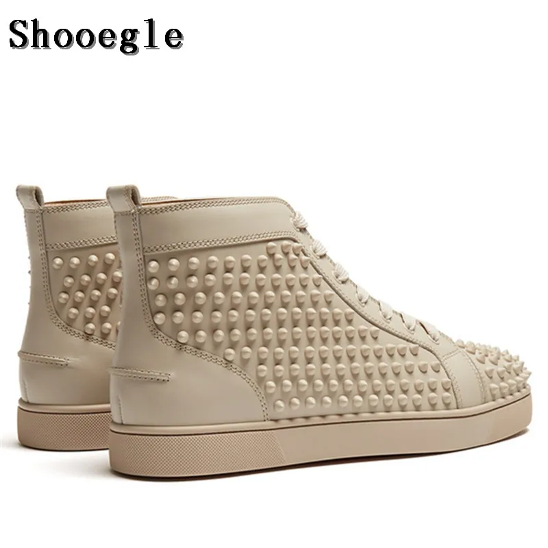 SHOOEGLE/Модная белая мужская обувь с заклепками Повседневные эспадрильи Ботильоны