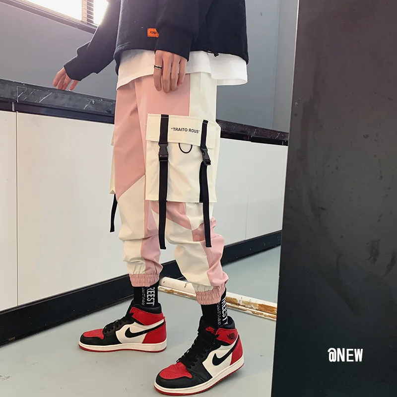 Брюки для бега мужские и женские цветные розовые Осенние повседневные с