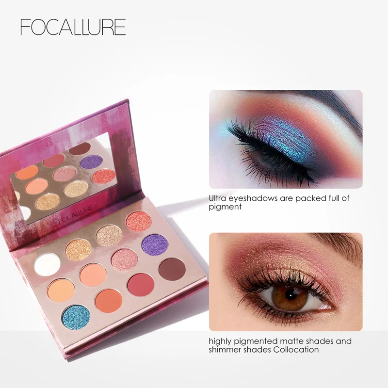 FOCALLURE 12 цветов матовые блестящие тени для век Палитра легко носить