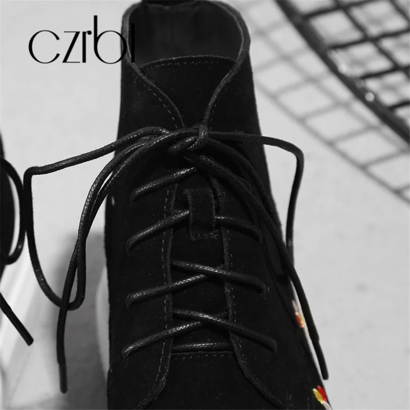 CZRBT/2018 женская обувь модные теплые женские ботильоны из замши с вышивкой удобные