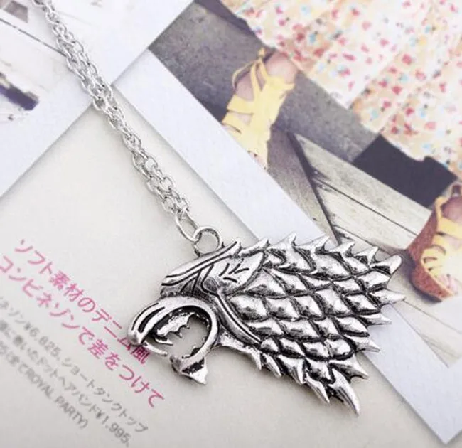 Старк игра ожерелье троны Dire Wolf дизайнерское винтажное Новое серебряное с