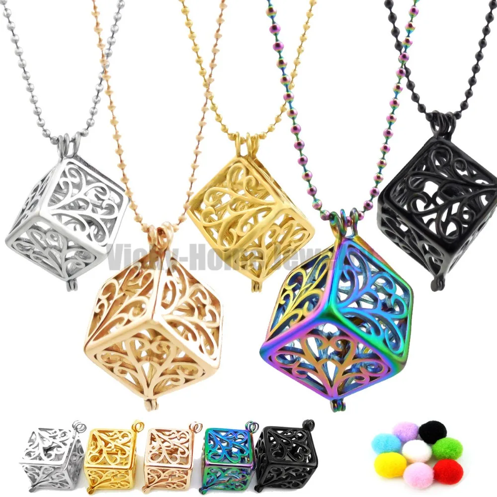 

Chains as Gift!! Flower Steel Essential Oils Cage Diffuser Locket Perfume Aroma Made by 316L Stainless Steel